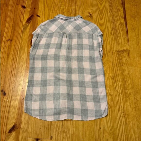 RAILS Britt Light Pink/Gray Plaid Cuffed Short Sleeve Shirt Women’s SIZE SMALL - Picture 12 of 12